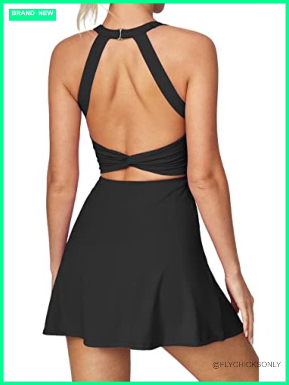 Tennis Dress with Built-in Shorts & Bra, Cutout Twisted Athletic Dress for Women